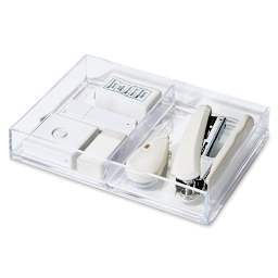 Like-It Stackable Tray - Small, 2 Divisions filled with office supplies (not included)