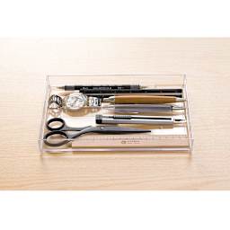 Like-It Stackable Tray - Large, 2 Divisions with office supplies. (not included)