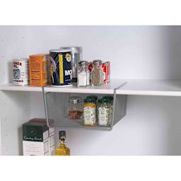 Design Ideas MeshWorks Undershelf Basket - Silver, Large (hanging on shelf)