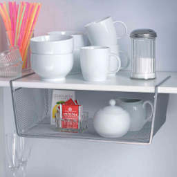 Design Ideas MeshWorks Undershelf Basket - Silver, Small (hanging on shelf)