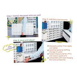 Diamond Storage Solutions Steel Louvered Panels with wall storage tips, bins sold separately