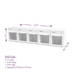 Diamond Storage Solutions - 5 Tip Out Bins, Full Width, with dimensions