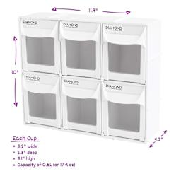 Diamond Storage Solutions - 6 Tip Out Bins, Half Width, with dimensions