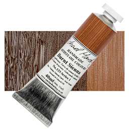 Michael Harding Artists Oil Paint - Burnt Sienna, 40 ml tube and swatch