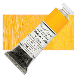 Michael Harding Artists Oil Paint - Cadmium Yellow Golden, 40 ml tube and swatch