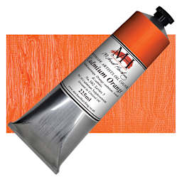 Michael Harding Artists Oil Paint - Cadmium Orange, 225 ml tube and swatch