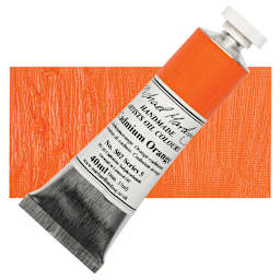 Michael Harding Artists Oil Paint - Cadmium Orange, 40 ml tube and swatch