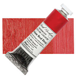 Michael Harding Artists Oil Paint - Cadmium Red Deep, 40 ml tube and swatch