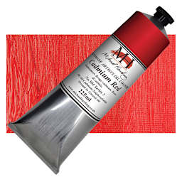 Michael Harding Artists Oil Paint - Cadmium Red, 225 ml tube and swatch