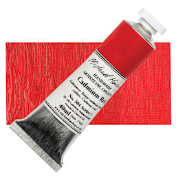 Michael Harding Artists Oil Paint - Cadmium Red, 40 ml tube and swatch