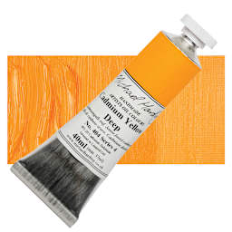 Michael Harding Artists Oil Paint - Cadmium Yellow Deep, 40 ml tube and swatch