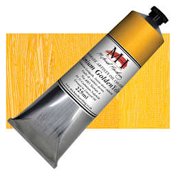 Michael Harding Artists Oil Paint - Cadmium Yellow Golden, 225 ml tube and swatch