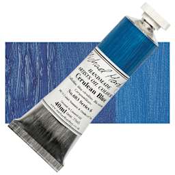 Michael Harding Artists Oil Paint - Cerulean Blue, 40 ml tube and swatch