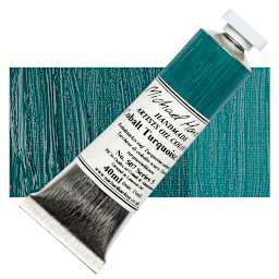 Michael Harding Artists Oil Paint - Cobalt Turquoise Deep, 40 ml tube and swatch