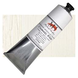 Michael Harding Artists Oil Paint - Cremintz White (Linseed), 225 ml tube and swatch