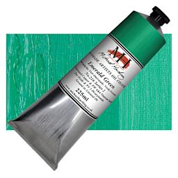 Michael Harding Artists Oil Paint - Emerald Green, 225 ml tube and swatch