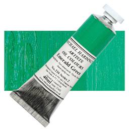 Michael Harding Artists Oil Paint - Emerald Green, 40 ml tube and swatch