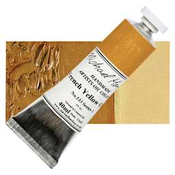 Michael Harding Artists Oil Paint - French Yellow Ochre, 40 ml tube and swatch