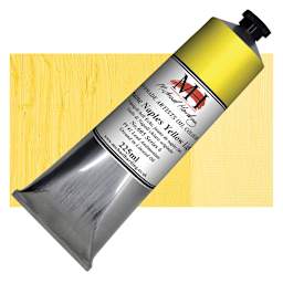Michael Harding Artists Oil Paint - Genuine Naples Yellow Light, 225 ml tube and swatch