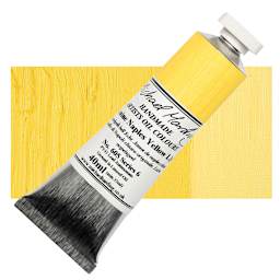 Michael Harding Artists Oil Paint - Genuine Naples Yellow Light, 40 ml tube and swatch