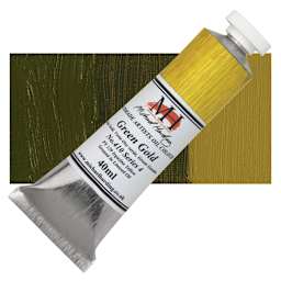 Michael Harding Artists Oil Paint - Green Gold, 40 ml tube and swatch
