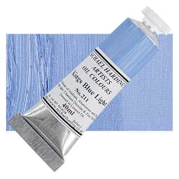 Michael Harding Artists Oil Paint - Kings Blue Light, 40 ml tube and swatch