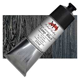 Michael Harding Artists Oil Paint - Lamp Black, 225 ml tube and swatch