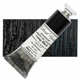Michael Harding Artists Oil Paint - Lamp Black, 40 ml tube and swatch