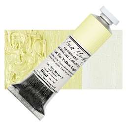 Michael Harding Artists Oil Paint - Lead Tin Yellow, 40 ml tube and swatch