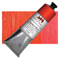 Michael Harding Artists Oil Paint - Naphthol Red, 225 ml tube and swatch