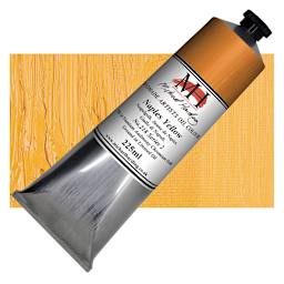 Michael Harding Artists Oil Paint - Naples Yellow, 225 ml tube and swatch