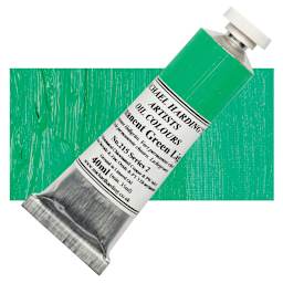 Michael Harding Artists Oil Paint - Permanent Green Light, 40 ml tube and swatch
