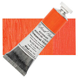 Michael Harding Artists Oil Paint - Permanent Orange, 40 ml tube and swatch
