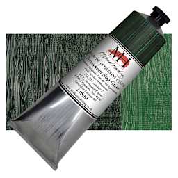Michael Harding Artists Oil Paint - Permanent Sap Green, 225 ml tube and swatch