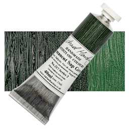 Michael Harding Artists Oil Paint - Permanent Sap Green, 40 ml tube and swatch