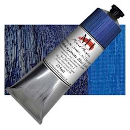 Michael Harding Artists Oil Paint - Phthalo Blue Lake, 225 ml tube and swatch