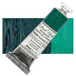 Michael Harding Artists Oil Paint - Phthalo Green Lake, 40 ml tube and swatch