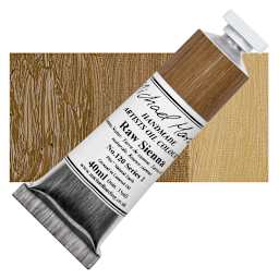 Michael Harding Artists Oil Paint - Raw Sienna, 40 ml tube and swatch