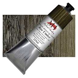 Michael Harding Artists Oil Paint - Raw Umber, 225 ml tube and swatch