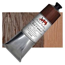 Michael Harding Artists Oil Paint - Red Umber, 225 ml tube and swatch