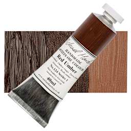 Michael Harding Artists Oil Paint - Red Umber, 40 ml tube and swatch