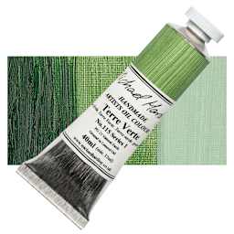 Michael Harding Artists Oil Paint - Terre Verte, 40 ml tube and swatch