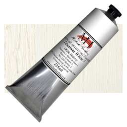 Michael Harding Artists Oil Paint - Titanium White No. 3 (with Driers), 225 ml tube and swatch