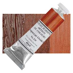 Michael Harding Artists Oil Paint - Transparent Oxide Red, 40 ml tube and swatch