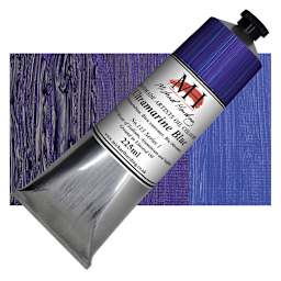 Michael Harding Artists Oil Paint - Ultramarine Blue, 225 ml tube and swatch