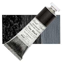 Michael Harding Artists Oil Paint - Vine Black, 40 ml tube and swatch