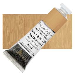 Michael Harding Artists Oil Paint - Warm Light Yellow, 40 ml tube and swatch