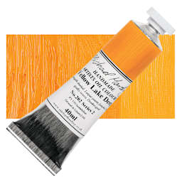Michael Harding Artists Oil Paint - Yellow Lake Deep, 40 ml tube and swatch