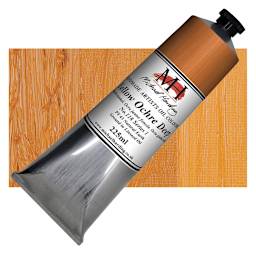 Michael Harding Artists Oil Paint - Yellow Ochre Deep, 225 ml tube and swatch