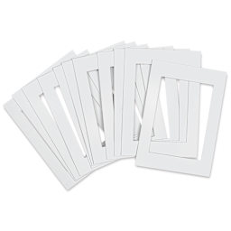Pre-Cut Mat Frames - White, 5" x 7" (3" x 5" Artwork Size), Pkg of 12